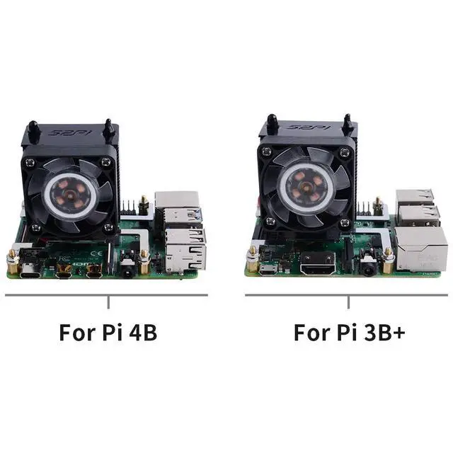 Alt view image 3 of 7 - ICE Tower Cooler with RGB Cooling Fan & Aluminum Heatsink for Raspberry Pi 4B/3B+/3B (Black)