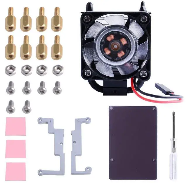 Alt view image 6 of 7 - ICE Tower Cooler with RGB Cooling Fan & Aluminum Heatsink for Raspberry Pi 4B/3B+/3B (Black)