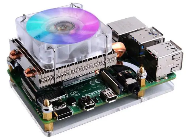 Main image of Low-Profile CPU Cooler with RGB PWM Fan & Aluminum Heatsink for Raspberry Pi 4B/3B+/3B (Silver)