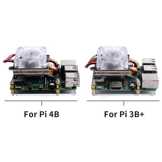 Alt view image 5 of 7 - Low-Profile CPU Cooler with RGB PWM Fan & Aluminum Heatsink for Raspberry Pi 4B/3B+/3B (Silver)