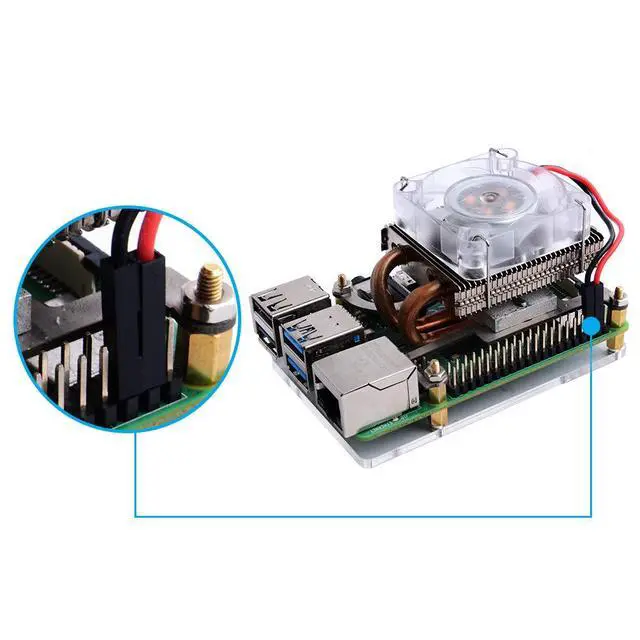 Alt view image 7 of 7 - Low-Profile CPU Cooler with RGB PWM Fan & Aluminum Heatsink for Raspberry Pi 4B/3B+/3B (Silver)