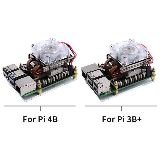 Alt view image 6 of 7 - Low-Profile CPU Cooler with RGB PWM Fan & Aluminum Heatsink for Raspberry Pi 4B/3B+/3B (Silver)