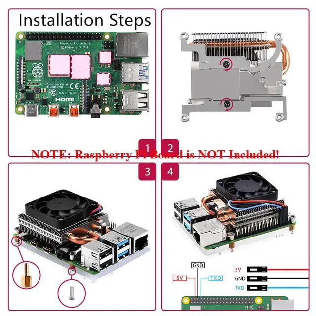 Alt view image 6 of 6 - Fan for Raspberry Pi 4, Ultra Thin ICE Tower Cooler for Raspberry Pi, PWM Cooling Fan with Aluminum Heatsink for Raspberry Pi 4 Model B Only