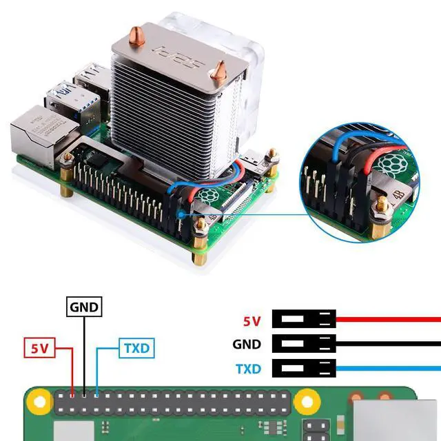 Alt view image 3 of 7 - ICE Tower Cooler with RGB Cooling Fan and Heatsink for Raspberry Pi 4B/3B+/3B