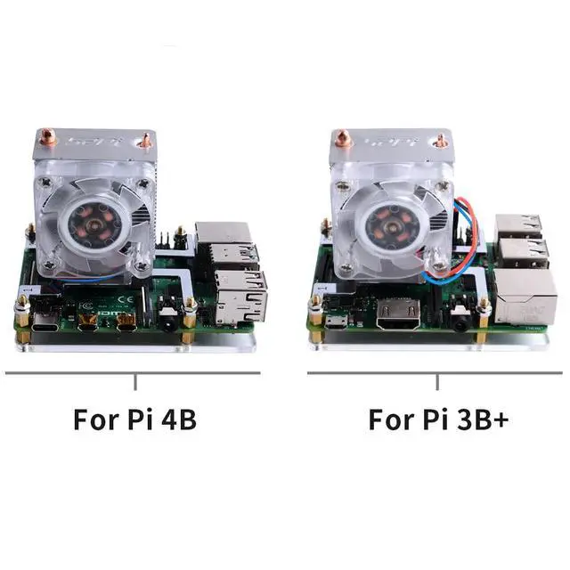 Alt view image 6 of 7 - ICE Tower Cooler with RGB Cooling Fan and Heatsink for Raspberry Pi 4B/3B+/3B