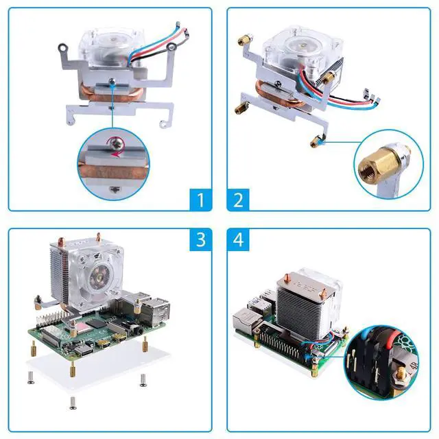 Alt view image 7 of 7 - ICE Tower Cooler with RGB Cooling Fan and Heatsink for Raspberry Pi 4B/3B+/3B