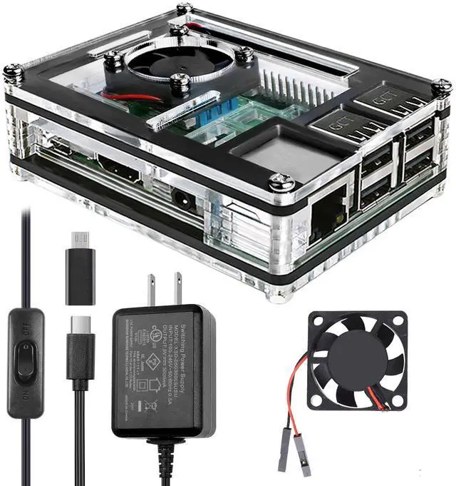 Main image of Case for Raspberry Pi 3 with Fan Cooling Pi 3B Case with 3 Pcs Heat-Sinks 5V 3A Power Supply Compatible with Raspberry Pi 3 (B Plus)