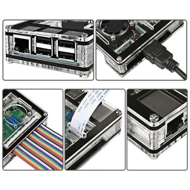 Alt view image 4 of 7 - Case for Raspberry Pi 3 with Fan Cooling Pi 3B Case with 3 Pcs Heat-Sinks 5V 3A Power Supply Compatible with Raspberry Pi 3 (B Plus)