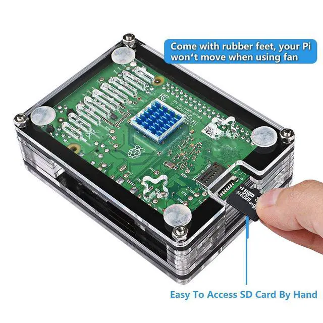 Alt view image 5 of 7 - Case for Raspberry Pi 3 with Fan Cooling Pi 3B Case with 3 Pcs Heat-Sinks 5V 3A Power Supply Compatible with Raspberry Pi 3 (B Plus)