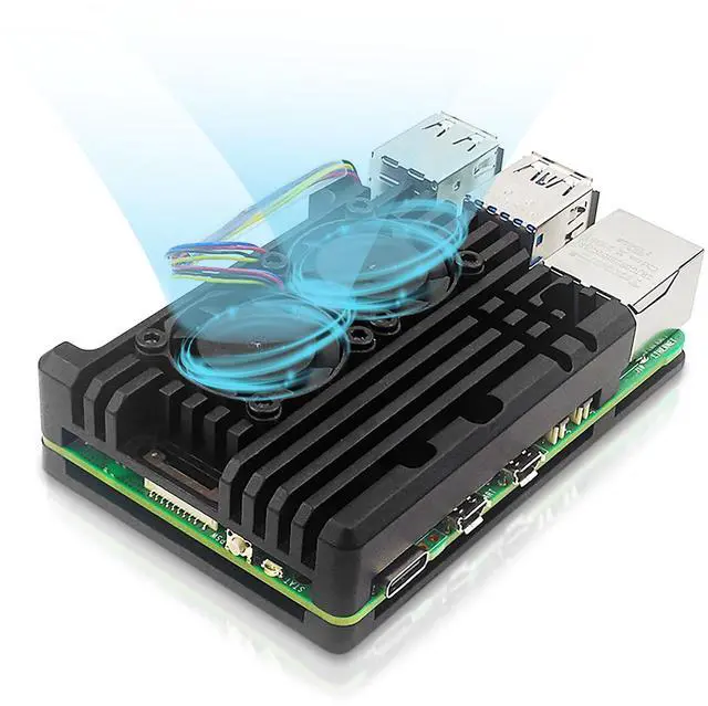 Main image of Raspberry Pi 5 Active Cooler - Dual Fan Aluminum Heatsink Case with Pre-Cut Thermal Pads, PWM Fan Control via Pi 5 Header, Open-Air Cooling for Overclocking & 24/7 Use, GPIO Access