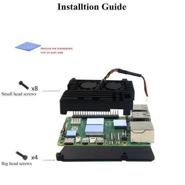 Alt view image 7 of 7 - Raspberry Pi 5 Aluminum Alloy Armor Case,Pi 5 Heatsink Cooler,Passive Cooling Case for Raspberry Pi 5 4GB/8GB (with Dual Fan)