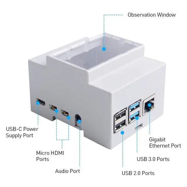 Alt view image 3 of 7 - Case for Raspberry Pi 4, DIN Rail Case with Fan for Raspberry Pi 4, Modular Box for Electrical Panels, Pi 4 Heatsinks for Raspberry Pi 4 Model B