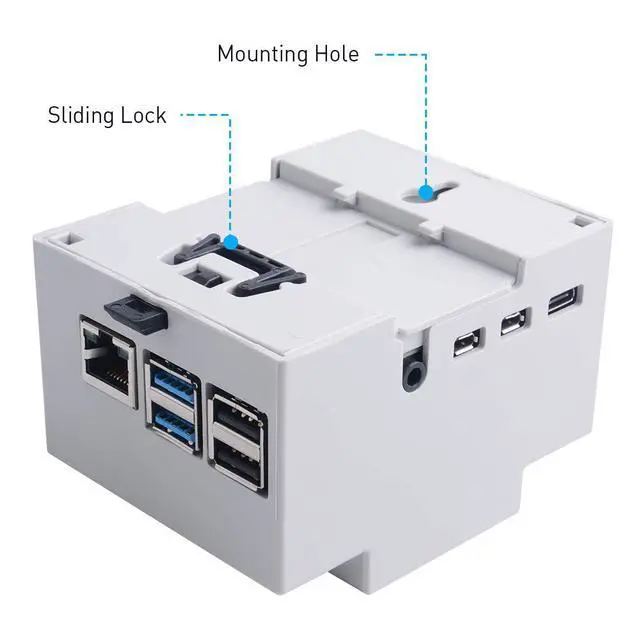Alt view image 5 of 7 - Case for Raspberry Pi 4, DIN Rail Case with Fan for Raspberry Pi 4, Modular Box for Electrical Panels, Pi 4 Heatsinks for Raspberry Pi 4 Model B