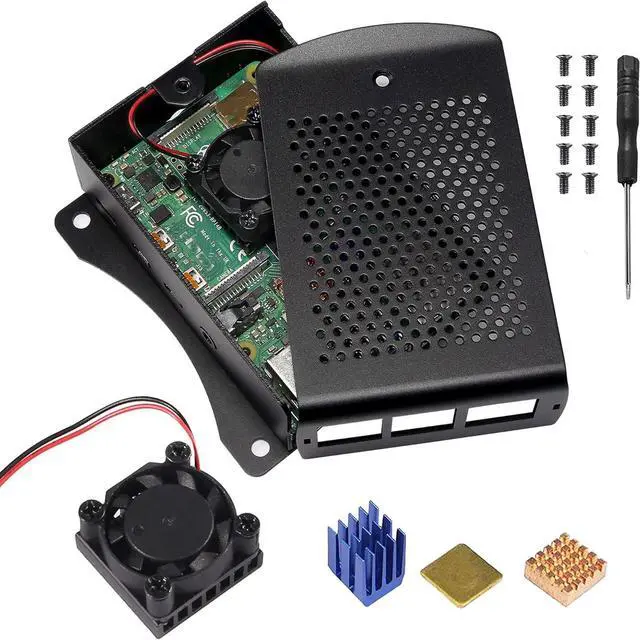 Main image of for Raspberry Pi 4 Metal Case Aluminium Case Protective Shell Box Wall Mounted Enclosure with Dual Cooling Fan Heat Sink for Raspberry Pi 4 Model B RPi 4B Black