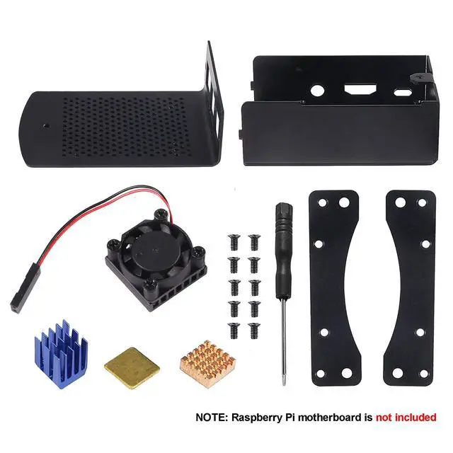 Alt view image 5 of 7 - for Raspberry Pi 4 Metal Case Aluminium Case Protective Shell Box Wall Mounted Enclosure with Dual Cooling Fan Heat Sink for Raspberry Pi 4 Model B RPi 4B Black