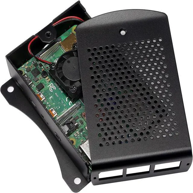 Alt view image 7 of 7 - for Raspberry Pi 4 Metal Case Aluminium Case Protective Shell Box Wall Mounted Enclosure with Dual Cooling Fan Heat Sink for Raspberry Pi 4 Model B RPi 4B Black