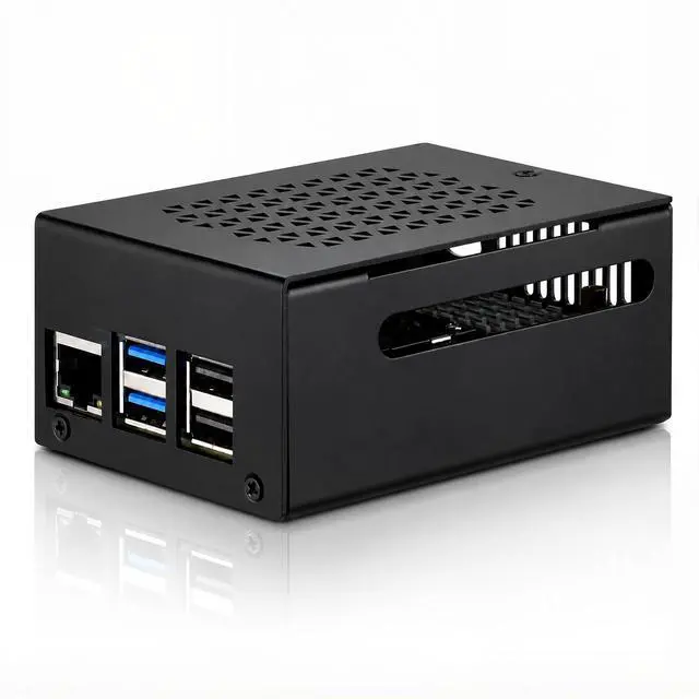 Main image of Metal Case Compatible with Raspberry Pi 5, Aluminum Pi 5 Case with Space for Active Cooler, M.2 NVMe HAT & POE HAT, GPIO Side Access, Vented Enclosure (Only Include Case)