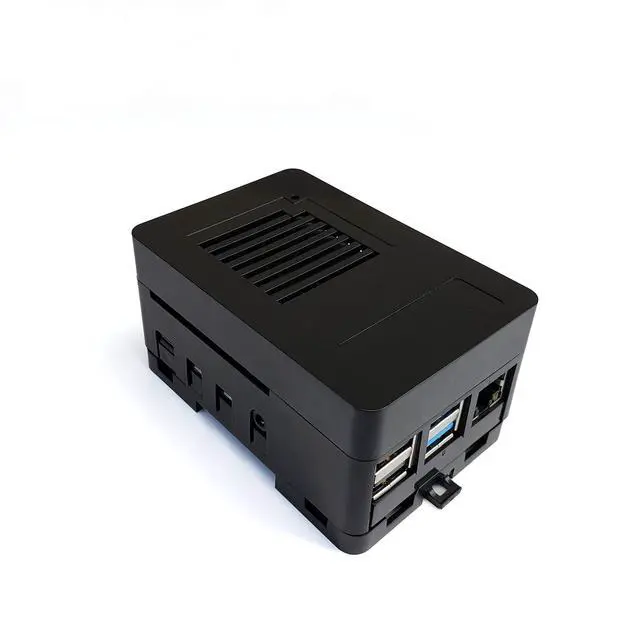 Alt view image 5 of 7 - Case for Raspberry Pi 4 Low Profile, Stackable, Universally Mountable DIN Rail, Automation Friendly, Fan Support (Black)