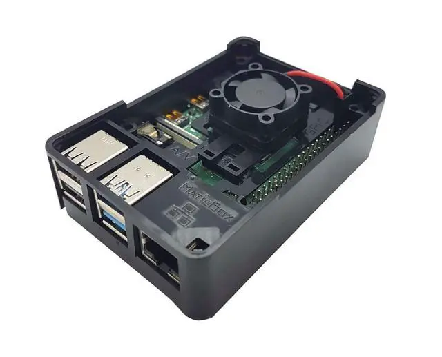 Alt view image 6 of 7 - Case for Raspberry Pi 4 Low Profile, Stackable, Universally Mountable DIN Rail, Automation Friendly, Fan Support (Black)
