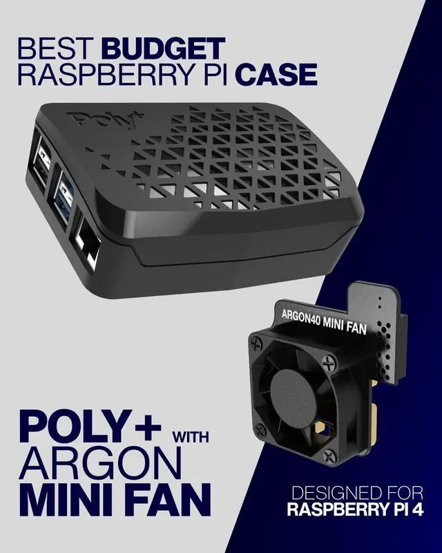 Alt view image 2 of 7 - Poly+ Case for Raspberry Pi 4 - PWM Fan, Heatsink, Removable Top