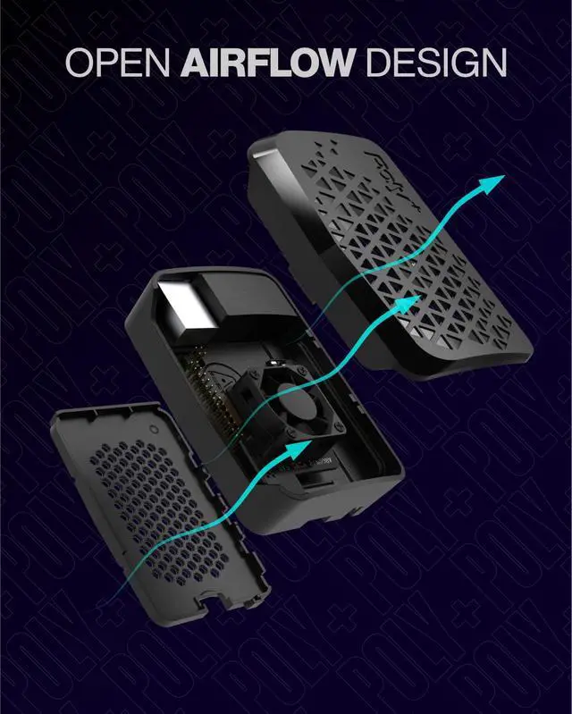 Alt view image 3 of 7 - Poly+ Case for Raspberry Pi 4 - PWM Fan, Heatsink, Removable Top