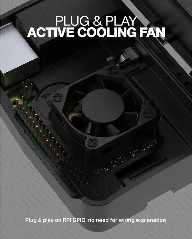 Alt view image 6 of 7 - Poly+ Case for Raspberry Pi 4 - PWM Fan, Heatsink, Removable Top