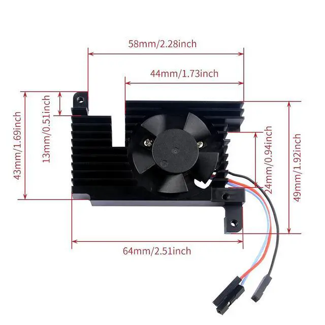 Alt view image 2 of 7 - Aluminum Heatsink with PWM Controllable Fan for Raspberry Pi 4, Pi 4 Armor Lite Heatsink with PWM Speed Control Fan for Raspberry Pi 4 Model B