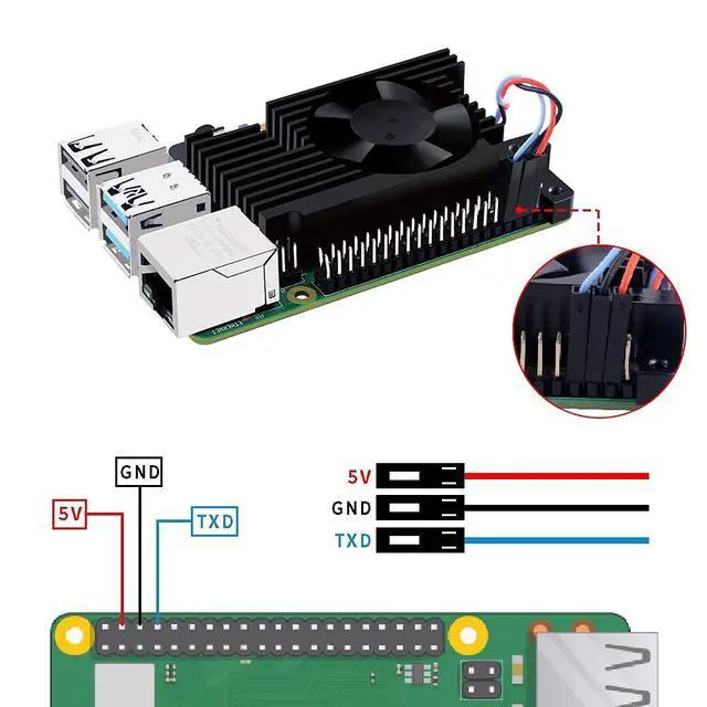 Alt view image 6 of 7 - Aluminum Heatsink with PWM Controllable Fan for Raspberry Pi 4, Pi 4 Armor Lite Heatsink with PWM Speed Control Fan for Raspberry Pi 4 Model B