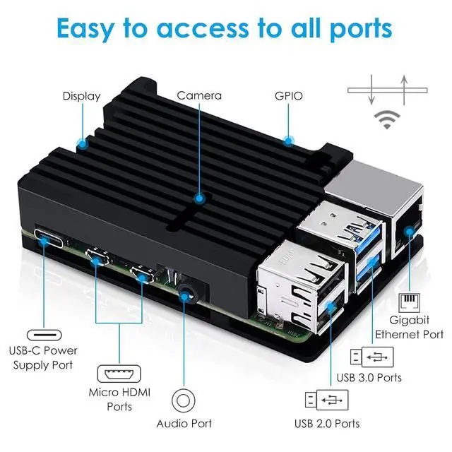 Alt view image 2 of 7 - Case for Raspberry Pi 4B, Pi 4 Armor with Aluminum Heatsink
