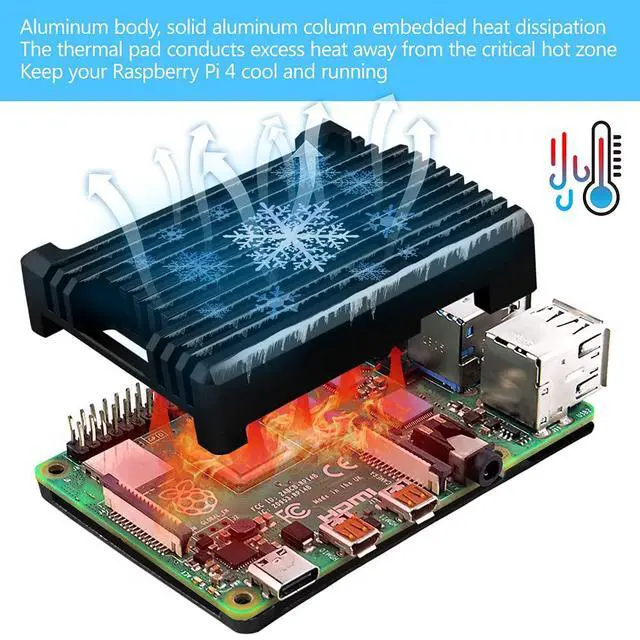 Alt view image 3 of 7 - Case for Raspberry Pi 4B, Pi 4 Armor with Aluminum Heatsink