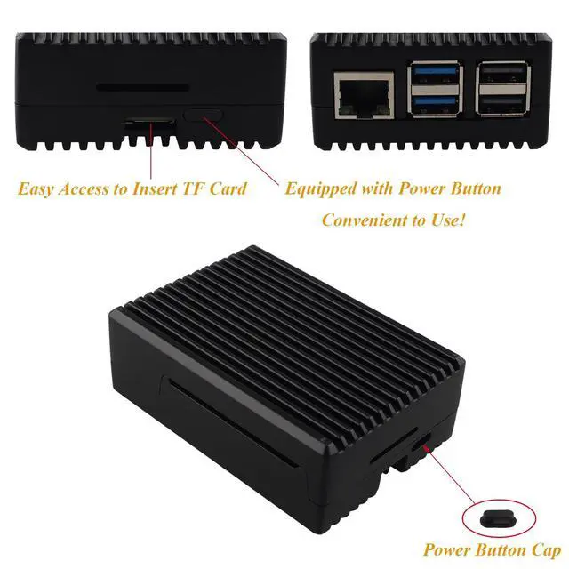 Alt view image 3 of 6 - ZDE Aluminum Case for Raspberry Pi 5 Passive Cooling Heat Dissipation Case Enclosure for Raspberry Pi 5 8GB/4GB Computer Home Networking Hardware