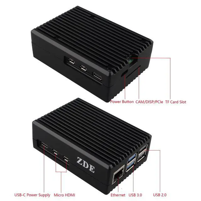 Alt view image 2 of 6 - ZDE Aluminum Case for Raspberry Pi 5 Passive Cooling Heat Dissipation Case Enclosure for Raspberry Pi 5 8GB/4GB Computer Home Networking Hardware