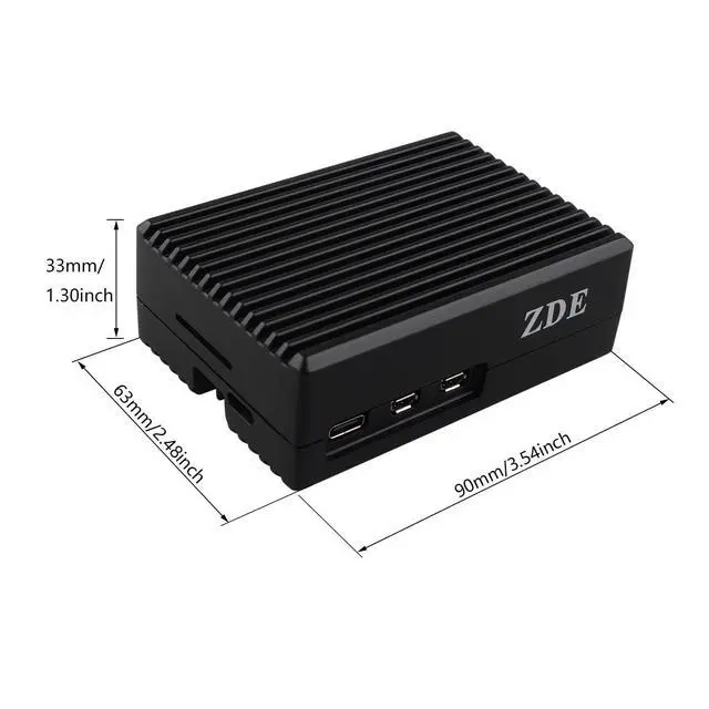 Alt view image 6 of 6 - ZDE Aluminum Case for Raspberry Pi 5 Passive Cooling Heat Dissipation Case Enclosure for Raspberry Pi 5 8GB/4GB Computer Home Networking Hardware