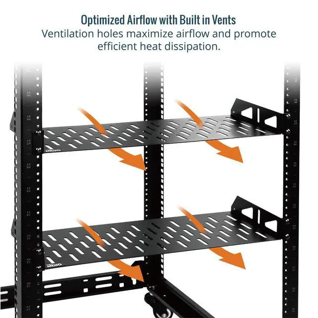 Alt view image 4 of 7 - 1U Rack Shelf,19 inch Rack Shelf 6 inch Depth,Rack Mount Shelf with Anti-Slip Stops,Server Rack Shelf and Network Shelf for 19 in Equipments, 55lbs Capacity of Vented 1U Shelf,No Lip(2 Pack)