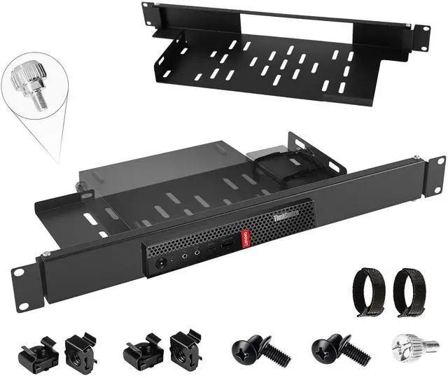 Main image of Mini Pc Rack Mount Compatible with Lenovo ThinkCentre 1U Hinged ServerRack Shelf with Hand-Twist Screws High-Strength Steel Lenovo Mini PC-Rack Mount for 19-inch Cabinet