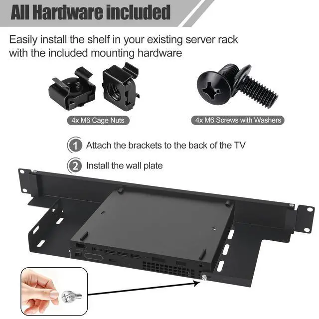 Alt view image 3 of 7 - Mini Pc Rack Mount Compatible with Lenovo ThinkCentre 1U Hinged ServerRack Shelf with Hand-Twist Screws High-Strength Steel Lenovo Mini PC-Rack Mount for 19-inch Cabinet