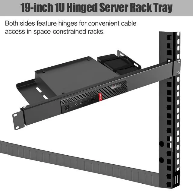 Alt view image 6 of 7 - Mini Pc Rack Mount Compatible with Lenovo ThinkCentre 1U Hinged ServerRack Shelf with Hand-Twist Screws High-Strength Steel Lenovo Mini PC-Rack Mount for 19-inch Cabinet