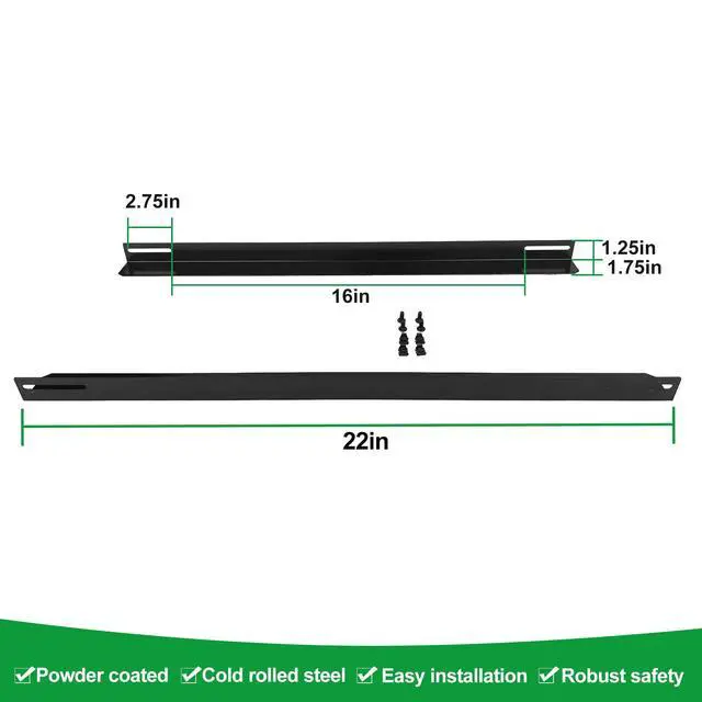 Alt view image 2 of 5 - 22in Server Rack Rail Shelf Rail,L-Shape Pair, Heavy Steel