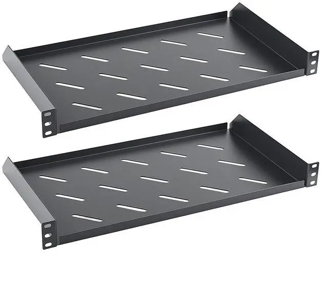 Main image of 1U Server Rack Shelf, 10" Mounting Depth, Vented Rack Mount Shelf Cantilever Tray for 19" Equipment Racks and Cabinet, Weight Capacity 44lb, Black, 2PCS