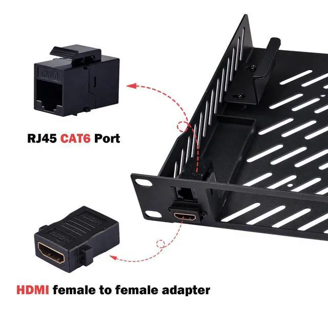 Alt view image 4 of 7 - 10inch 1U Mini PC Rack Mount Shelf with RJ45 CAT6 Port & HDMI Port for DeskPi RackMate T1/T0