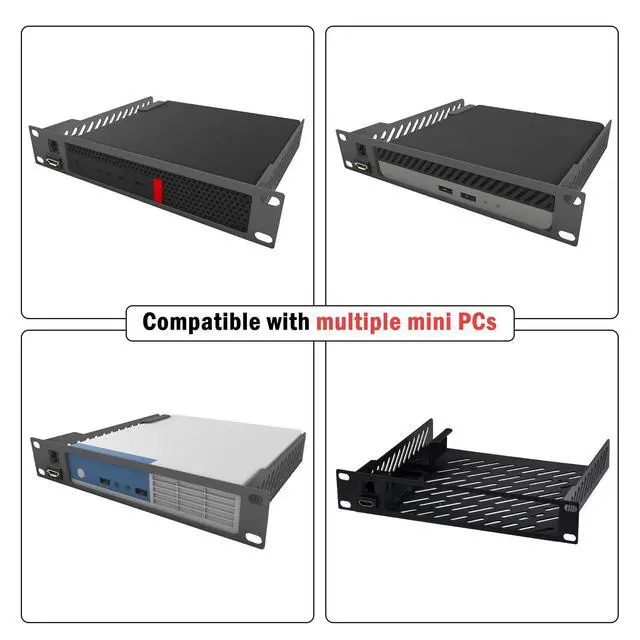 Alt view image 6 of 7 - 10inch 1U Mini PC Rack Mount Shelf with RJ45 CAT6 Port & HDMI Port for DeskPi RackMate T1/T0