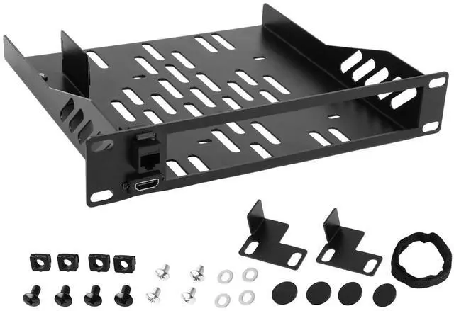 Main image of 10inch 1U Mini PC Rack Mount Shelf Compatible with Dell Micro OptiPlex MFF Lenovo ThinkCentre and HP Desktop Mini with RJ45 CAT6 Port & HDMI Port