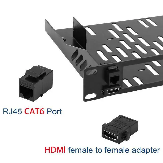 Alt view image 5 of 7 - 10inch 1U Mini PC Rack Mount Shelf Compatible with Dell Micro OptiPlex MFF Lenovo ThinkCentre and HP Desktop Mini with RJ45 CAT6 Port & HDMI Port