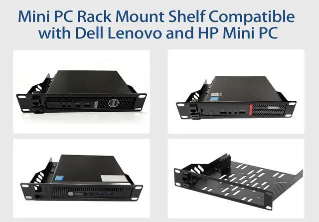 Alt view image 6 of 7 - 10inch 1U Mini PC Rack Mount Shelf Compatible with Dell Micro OptiPlex MFF Lenovo ThinkCentre and HP Desktop Mini with RJ45 CAT6 Port & HDMI Port
