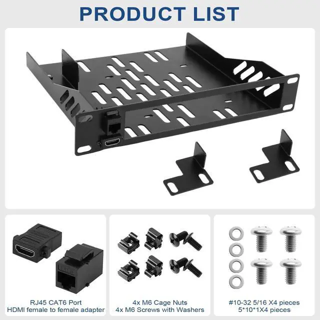 Alt view image 4 of 7 - 10inch 1U Mini PC Rack Mount Shelf Compatible with Dell Micro OptiPlex MFF Lenovo ThinkCentre and HP Desktop Mini with RJ45 CAT6 Port & HDMI Port