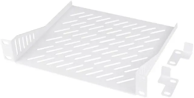 Main image of 1U Server Rack Shelf, 7.87" Depth Vented Rack Mount Cantilever Tray for 10 Inch Network Equipment Rack & Cabinet and DeskPi RackMate T1/T0 Server Cabinet (White)