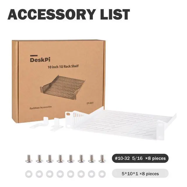 Alt view image 4 of 4 - 1U Server Rack Shelf, 7.87" Depth Vented Rack Mount Cantilever Tray for 10 Inch Network Equipment Rack & Cabinet and DeskPi RackMate T1/T0 Server Cabinet (White)