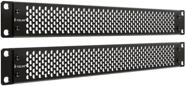 Main image of 1U Ventilated Blank Panel for 19" Server Rack, Detachable Design Network Cabinet Spacer, S45C Carbon Steel Rack Filler Plate with Screws, Black 2-Pack