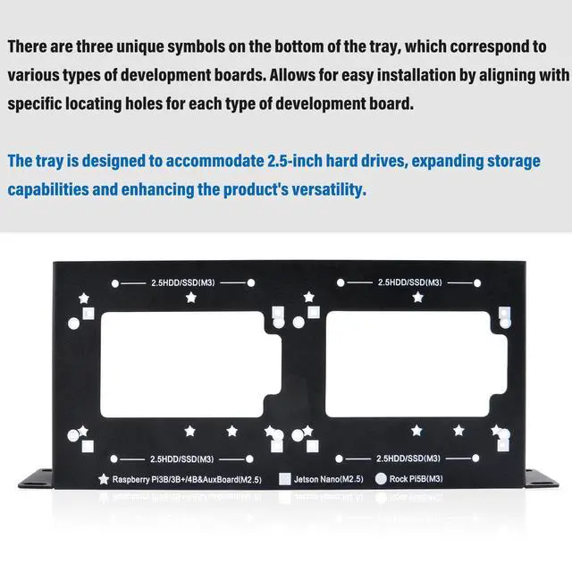 Alt view image 4 of 5 - 10 inch 1U SBC Rack Shelf, Supports Raspberry Pi/Jetson Nano/RockPi 5B/Dev Board and 2.5 Inch HDD/SSD, for DeskPi RackMate T1/T0/T2/T0 Plus/T1 Plus/TL1 Server Cabinet and 10 inch Server Rack