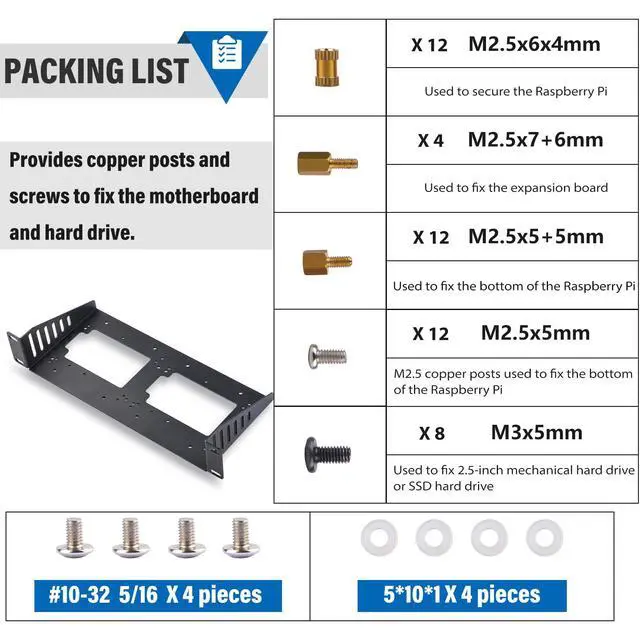 Alt view image 5 of 5 - 10 inch 1U SBC Rack Shelf, Supports Raspberry Pi/Jetson Nano/RockPi 5B/Dev Board and 2.5 Inch HDD/SSD, for DeskPi RackMate T1/T0/T2/T0 Plus/T1 Plus/TL1 Server Cabinet and 10 inch Server Rack